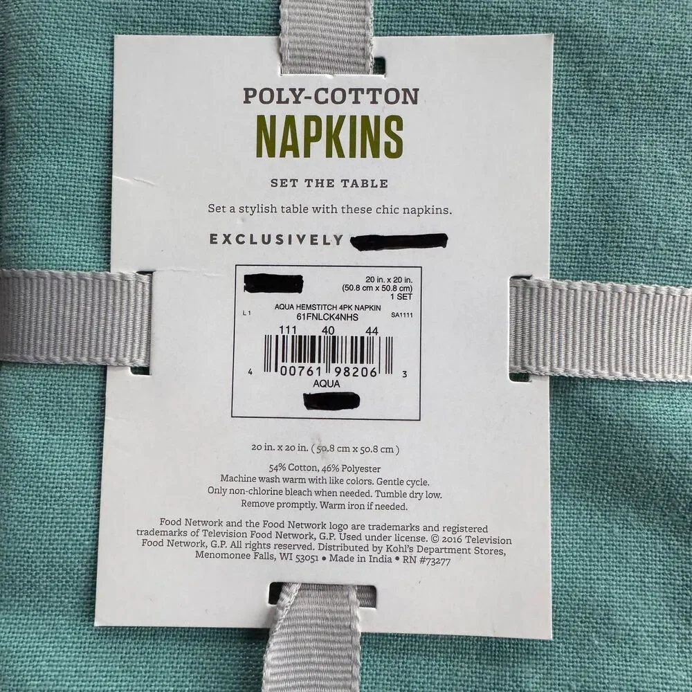 Food Network Napkins Fabric Dinner Set of 4 Woven Blue 20x20